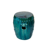Asian Green Turquoise Glaze Round Lotus Pattern Ceramic Garden Stool Table ws3556S