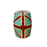 Turquoise Base Red Cross Line Pattern Round Porcelain Stool Table ws3560S