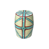 Light Celadon Base Turquoise Cross Line Round Porcelain Stool Table ws3562S
