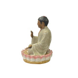Chinese Ceramic Beige Color Sitting Buddha Amitabha on Lotus Statue ws3577S