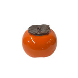 Chinese Orange Ceramic Small Persimmon Shape Display Lid Container ws3580S