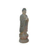 Vintage Rustic Wood Anjali Mudra Standing Buddha Amitabha Shakyamuni Statue ws3589S