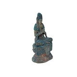 Rustic Chinese Sitting Anjali Mudra Bodhisattva Guan Yin Statue ws3594S
