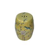 Distressed Yellow Porcelain Flower Birds Round Barrel Stool Table ws3692S