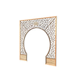 Chinese Tan Color Flower Ducks Geometric Round Arch Wood Room Divider ws3720S
