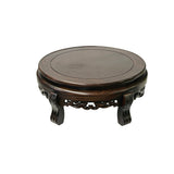 11.75" Chinese Brown Wood Round Table Top Stand Display Easel ws3728BS