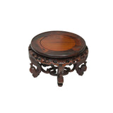 8" Chinese Brown Wood Round Table Top Vase Stand Display Easel ws3730S