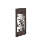 Chinese Vintage Restored Wood Geometric Pattern Brown Wall Hanging Art ws3750S