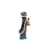 Chinese Porcelain Qing Style Dressing Flower Blue Coat Lady Figure ws3760S