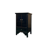 Oriental Style End Table Nightstand with a Gloss Black Lacquer Surface ws3788S