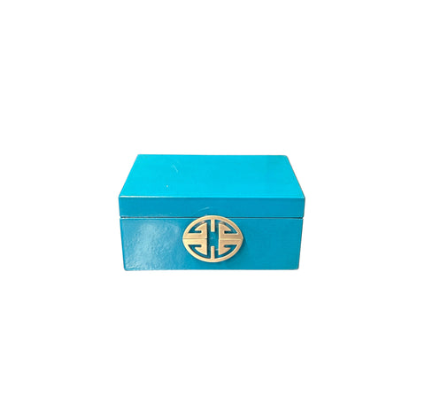 Large Oriental Round Hardware Turquoise blue Rectangular Container Box ws3835CS Large Oriental Round Hardware Turquoise blue Rectangular Container Box ws3835CS