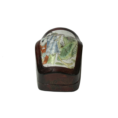 Chinese Old White Base Lady Kid Plant Porcelain Art Lacquer Box ws3856S Chinese Old White Base Lady Kid Plant Porcelain Art Lacquer Box ws3856S