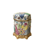 Chinese Oriental Porcelain Flowers Graphic Hexagonal Display Urn Jar ws3892S