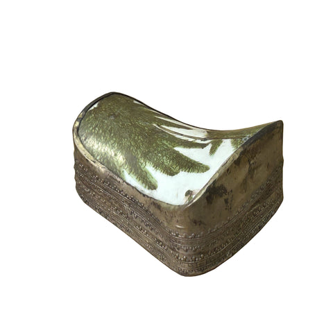 Chinese Old White Base Green Leaf Graphic Porcelain Art Pewter Box ws3898S Chinese Old White Base Green Leaf Graphic Porcelain Art Pewter Box ws3898S