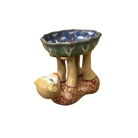 Vintage Oriental Red Base Copper Color Flower Monkey Holding Bowl Figure ws3922S Vintage Oriental Red Base Copper Color Flower Monkey Holding Bowl Figure ws3922S