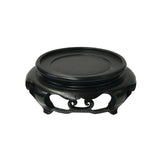 5" Chinese Black Wood Round Legs Table Top Stand Display Easel Riser ws3983S
