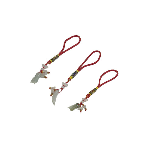 Set 3 Chinese Jade Stone Carved Accent Charm Tassel Display Art ws4263S