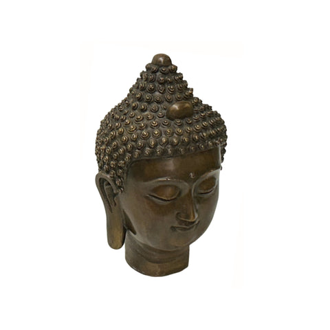 Vintage Chinese Brown Bronze Color Metal Buddha Head Figure ws4332S