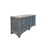 Distressed Bleached White Wash Rough Wood Credenza Console Cabinet ws4359S