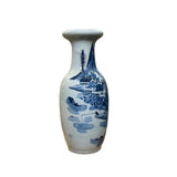 23.5" Vintage Blue White Scenery Porcelain Ru Yi Ear Art Vase ws4430S