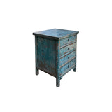 Distressed Aqua Turquoise Blue 4 Drawers End Table Nightstand ws4433S