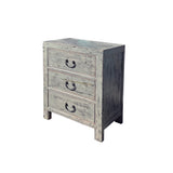 Distressed Pale Gray Marks 3 Drawers End Table Nightstand ws4439S