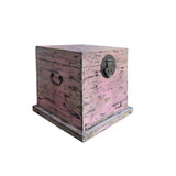 Distressed Pastel Pink Square Moon Face Wood Trunk Box ws4445S