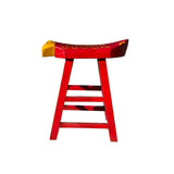 Sharp Red Yellow Fish Shape Seat Top Wood Tall Bench Stool ws4475S