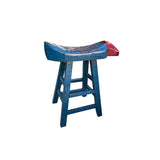 Sharp Blue Red Fish Shape Seat Top Wood Tall Bench Stool ws4486S