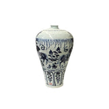 Vintage Chinese Blue White People Riding Horse Porcelain Art Vase ws4504S