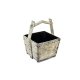 Vintage Rustic Off White Square With Handle Wood Bucket ws4511S