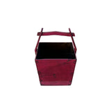Vintage Rustic Hot Pink Red Square With Handle Wood Bucket ws4512S