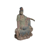 Vintage Chinese Cross Legs Guan Yin Bodhisattva Wood Statue ws4529S