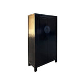 Distressed Black Rough Marks Moon Face Armoire Storage Cabinet ws4546S