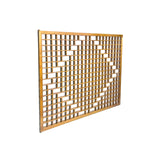Vintage Rustic Copper Yellow Orange Grid Geometric Wood Wall Panel ws4551S