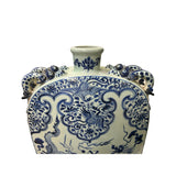 Chinese Blue White Porcelain Dragons Phoenix Square Flat Vase ws4559S