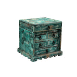 14" Distressed Faded Teal Green Small 5 Drawers Storage Chest Box ws4561s