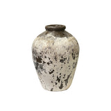 Vintage Distressed White Paint Rough Pottery Ceramic Vase Jar ws4566S