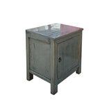 Oriental Distressed Medium Gray 1 Door End Table Nightstand Chest ws4567S