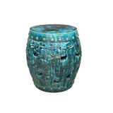 Green Teal Turquoise Swirl Cloud Pattern Round Ceramic Stool Table ws4577S
