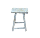 Rustic Raw Rough Wood Grain Rectangle Slim Stool Bench Side Table ws4583S