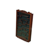 Chinese Brown Rectangular Glass Door Wall Mount Curio Display Chest ws4589S