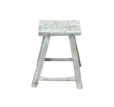 Rustic Raw Rough Wood Grain Rectangle Slim Stool Bench Side Table ws4594S #8