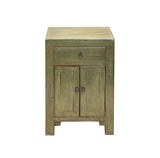 Distressed Marks Light Olive Green Drawer End Table Nightstand ws4599S