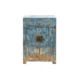 Distressed Light Ink Blue Mix Color Drawer Doors End Table Nightstand Cabinet ws4606S