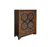 Tibetan Style Lotus Geometric Graphic Carving Edge Storage Cabinet ws4611S
