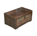 Vintage Distressed Brick Red Brown Flower Vase Oriental Wood Trunk Table ws4633S