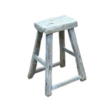 Rustic Raw Rough Wood Grain Rectangle Slim Stool Bench Side Table ws4639S DD