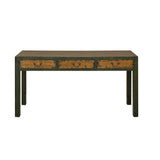 Vintage Rustic Fabric Grass Green Lacquer 3 Drawers Console Table ws4675S