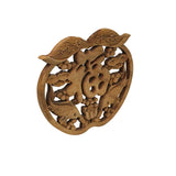 Small Apple Shape Fok Koi Motif Wood Wall Panel Plaque Art ws4677S